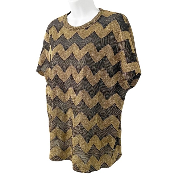 Missoni Collection Metallic Chevron ZigZag Knit Tee size Small / Medium - Picture 1 of 6